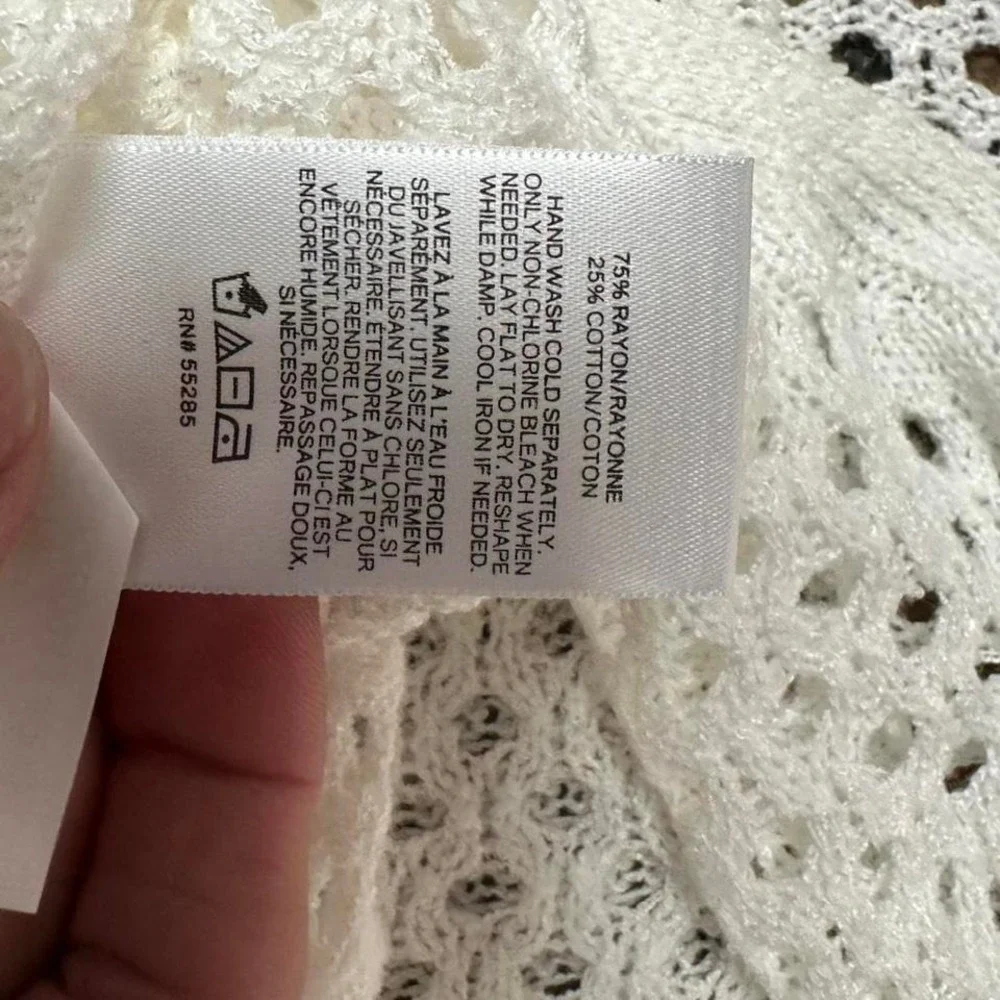 Express‎ White Crochet Open Knit Sweater Womens Small Beachy Boho Layering - Picture 8 of 10